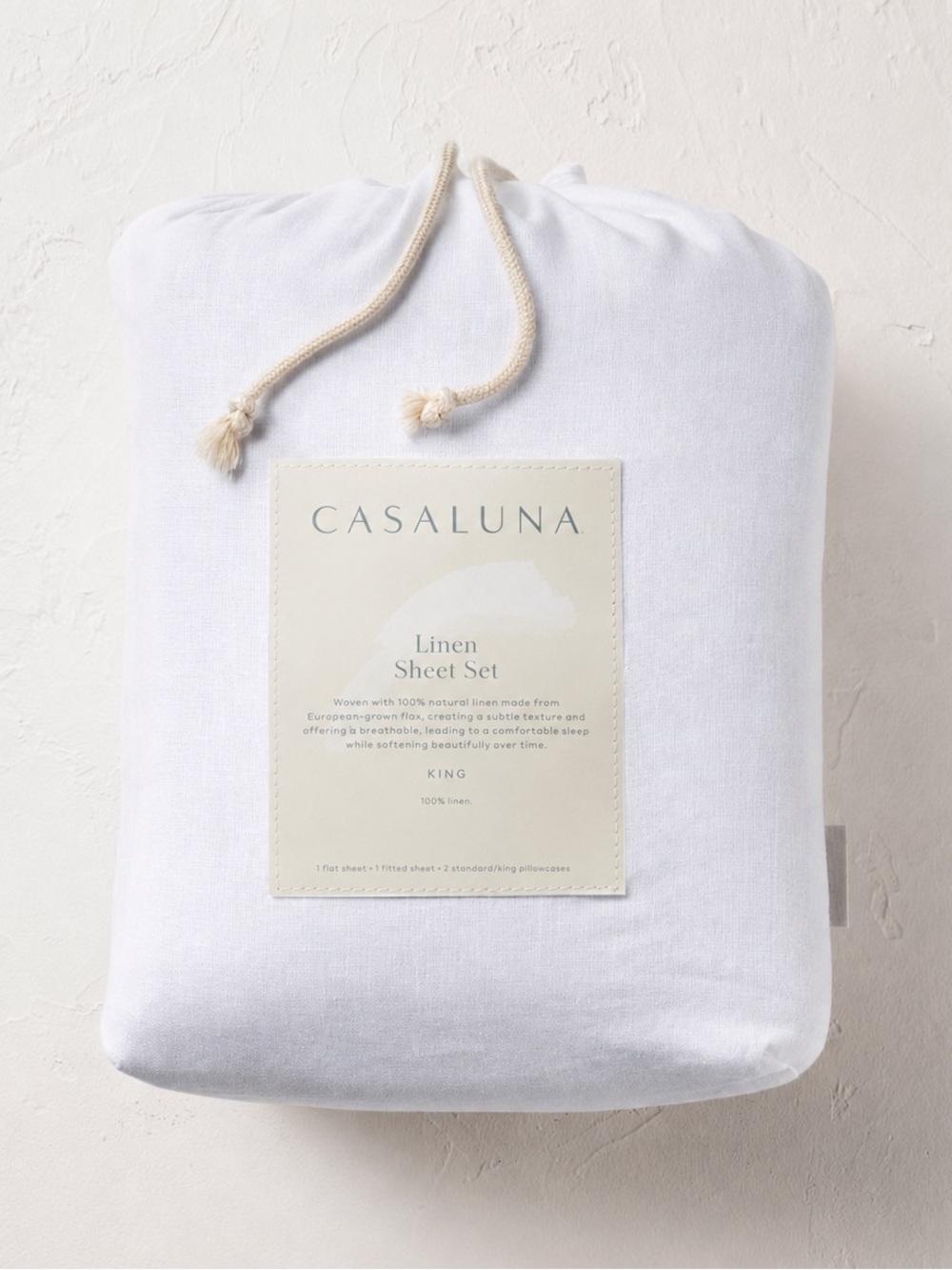 King 100% Linen Sheet Set White - Casaluna™